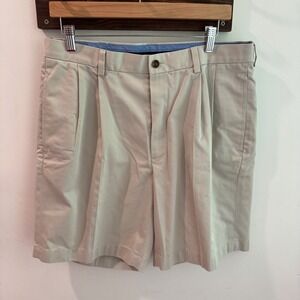 Brooks Brothers Mens Light Weight Advantage Chino Shorts Pleated Tan Cotton W34